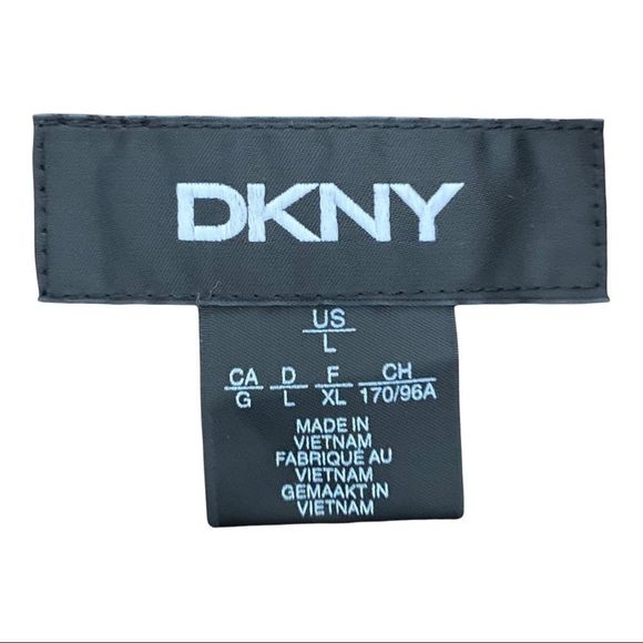 DKNY Long Puffer Jacket Women's quilted stretch panel sides black size large nwt - Picture 11 of 14
